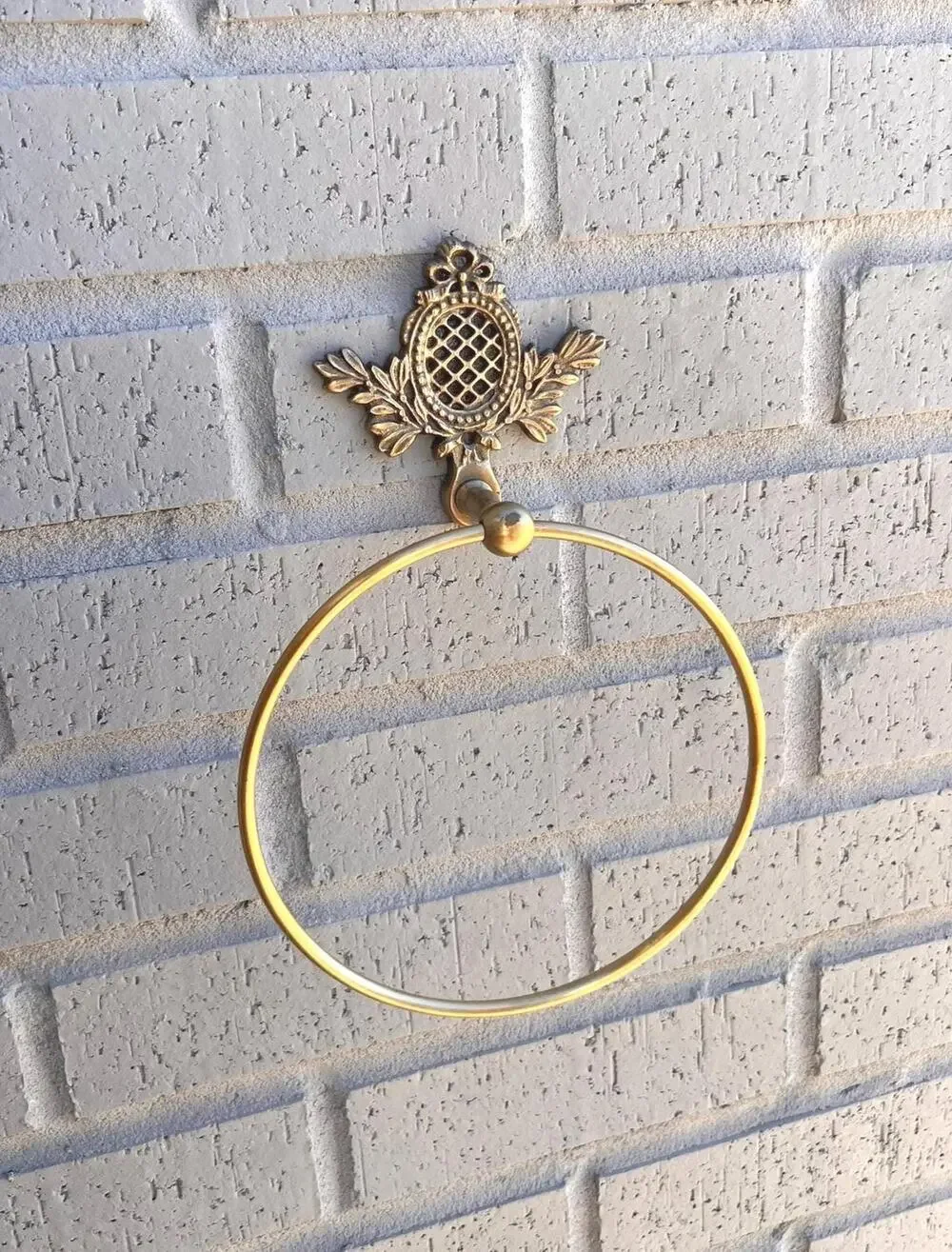 Antique Brass Bathroom Hardware | Solid Brass Towel Ring & Toilet Paper Holder